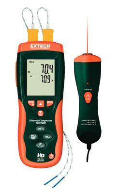 Differential Thermometer Datalogger and IR Thermometer, Extech