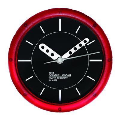 Water Resistant Wall Clock Red, Sper Scientific