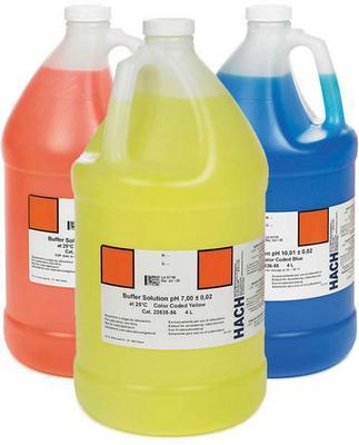 pH Buffer Solution Kit, 4 L Color-coded, pH 4.01, pH 7.00 and pH 10.01, Hach