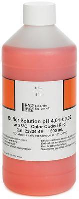 Buffer Solution, pH 4.01 (NIST), color-coded red, 500 mL, Hach