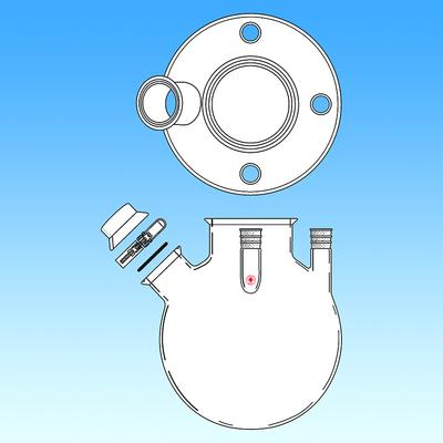 Round Bottom Flask with 100 mm Schott-Duran Flange Center Neck and Angled Side Port, Ace Glass Incorporated