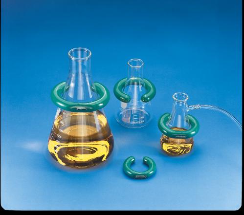 SCIENCEWARE® "C"-Shape Open Lead Ring Flask Weights with Vikem® Vinyl Coating, Bel-Art