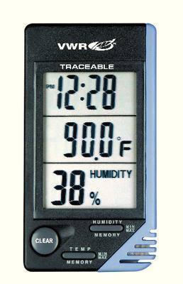 VWR® Thermometer with Clock and Humidity Monitor