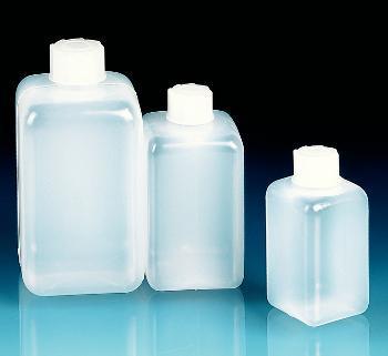 VITLAB® Square Laboratory Bottles, HDPE, Narrow Mouth, with Screw Caps, LDPE, BrandTech