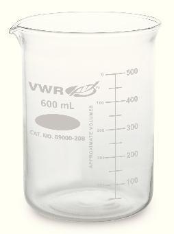 VWR® Griffin Low Form Beakers with Double-Capacity Scale, Borosilicate Glass