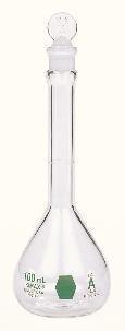 KIMAX® Volumetric Flask with [ST] Glass Stopper, Cool Green Tint, Class A, Kimble Chase