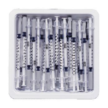 Allergy Syringes with Permanently Attached Needles, in Trays, BD Medical