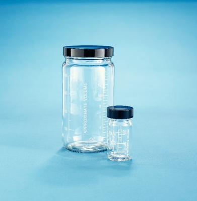 VWR® AC Medium Round Bottles, Clear, Wide Mouth, Graduated