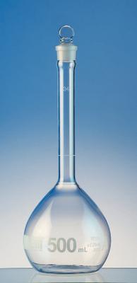 Volumetric Flasks with [ST] Glass Stopper, Class A, Serialized and Certified, Hirschmann