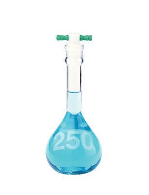 KIMAX® Volumetric Flasks with Color-Coded [ST] PTFE Stopper, Wide Mouth, Class A, Kimble Chase