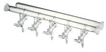 Synthware Double Manifold with Hollow Glass Stopcocks and Spherical Joints, Kemtech America