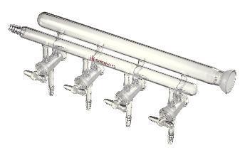 Synthware Double Manifold with Hollow Glass Stopcocks, Kemtech America