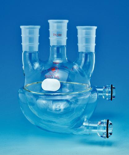 Round-Bottom Three-Neck Flasks, Jacketed, Heavy Wall, Ace Glass