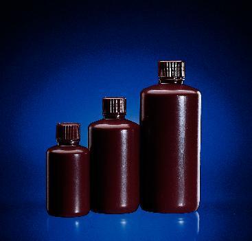 Leak-Resistant Bottles, Amber, High-Density Polyethylene, Narrow Mouth, Wheaton