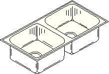 Double Compartment Sink without Ledge, Just Manufacturing