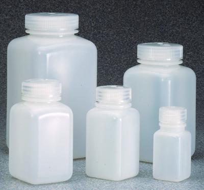 Nalgene® Wide-Mouth Square Bottles - HDPE, Bulk Pack, Thermo Scientific