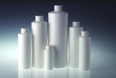 Cylinder Bottles, White High-Density Polyethylene, Narrow Mouth, Qorpak®