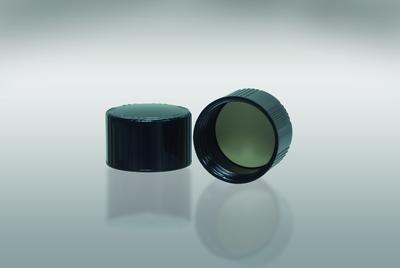 Black Phenolic Screw Caps, Rubber Backed/PTFE Faced Liner, Qorpak®