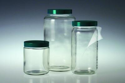 Safety-Coated Medium Round Bottles, Clear, Wide Mouth, Qorpak®