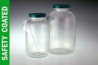 Safety-Coated Standard Wide Mouth Bottles, Clear, Qorpak®