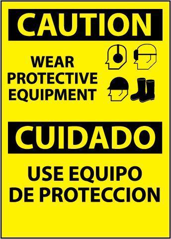 NMC Spanish and Bilingual Personal Protection (PPE) OSHA Caution Signs