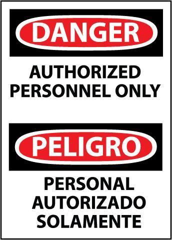 NMC Bilingual Authorized Personel OSHA Signs