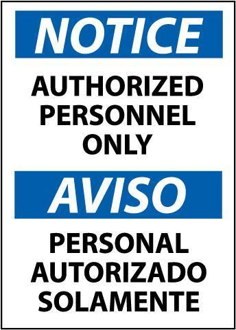 NMC Bilingual Authorized Personel OSHA Signs