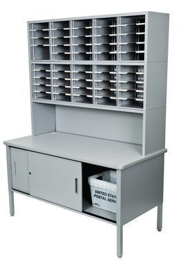 50 Adjustable Slot Literature Organizer with Riser and Cabinet, Marvel® Office Furniture