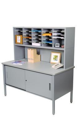 25 Adjustable Slot Literature Organizer with Riser and Cabinet, Marvel® Office Furniture