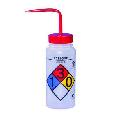 SCIENCEWARE® 4-Color Wash Bottles, Right-to-Know, Safety-Vented™ and Safety-Labeled, Wide Mouth, Bel-Art