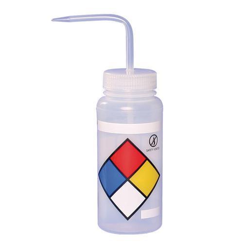 SCIENCEWARE® 4-Color Wash Bottles, Right-to-Know, Safety-Vented™ and Safety-Labeled, Wide Mouth, Bel-Art