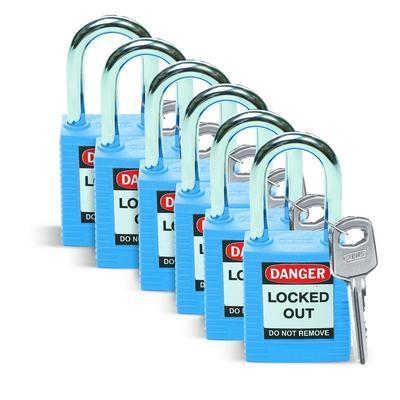 SFTY PADLOCK 1.5IN KD BLUE PK6