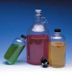 Safety-Coated Reagent Bottles, Clear, Narrow Mouth, Wheaton