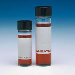 Sample Vials with Writing Patch, Glass, Wheaton