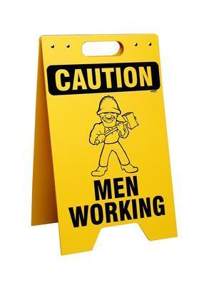 F. SIGN CAUT. MEN WORKING