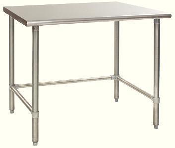 Stainless Steel Flat Top Work Table, 16-Gauge Type 304, Stainless Steel Tubular Base, Eagle MHC™