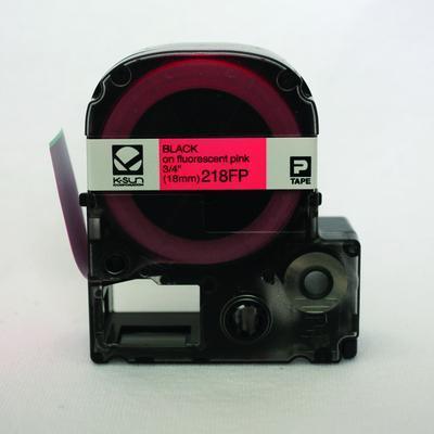 LABEL 18MM FLUOR BLACK ON PINK